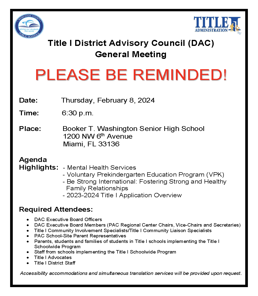 Title I District Advisory Council (DAC)